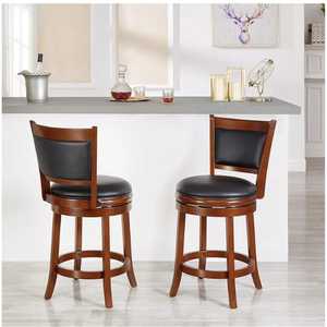 Solid Wood <b>Bar</b> <b>Stool</b> Swivel Counter Chair Upholstered Seat and <b>Backrest</b> PU Leather for Kitchen Cafe Restaurant - Product Image 5