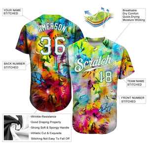 Camiseta de Béisbol y Sóftbol Personalizada para Mujer, Diseño de Graffiti Colorido con Impresión Completa, Ajustada, Manga Corta, Nombre del Equipo, Número, Sublimación OEM - Product Image 6