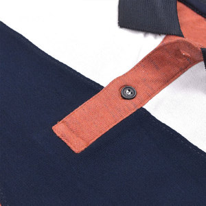 Men's Color Blocked Polo <b>Shirt</b> Short Sleeve Knitted Casual Style <b>Red</b> Navy <b>White</b> <b>Stripe</b> Design - Product Image 2