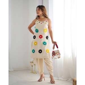 Designer XS Size Top and Bottom with <b>Mirror</b> Khatli Work Fancy Look - Product Image 1