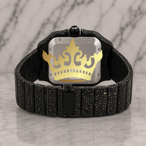 High End Men's Full Black Round Cut Diamond Watch Moissanite Custom Roman Dial Premium Full Pave Watch - Product Image 3