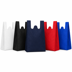 Sac fourre-tout bleu marine premium non tissé à découpe en W, robuste et réutilisable pour courses, emballage alimentaire, motif léopard, vente en gros directe usine - Product Image 6