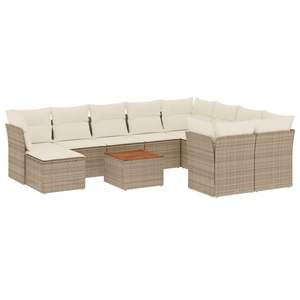 Set Divano da Giardino in Rattan Beige 6 Posti, Arredamento da Esterno Contemporaneo Resistente alle Intemperie, Set Sezionale da Patio - Product Image 4