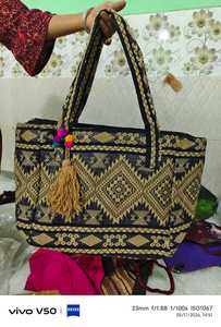 Handmade Embroidered <b>Patchwork</b> Tote <b>Bag</b> Vintage Boho Cotton Shoulder <b>Bag</b> Top Handle Handbag for Women Daily Use Gift - Product Image 3