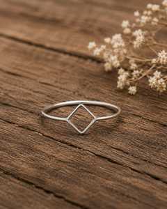 Anillo Abierto Cuadrado Geométrico de Plata de Ley 925, Anillo Minimalista Apilable, Moderno y Ajustable, Chapado en Oro, Joyería para Mujer, Regalo - Product Image 5