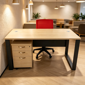 Modern Rectangular Conference <b>Table</b> with <b>Extendable</b> <b>Legs</b> and Wooden Top for Commercial Use - Product Image 1