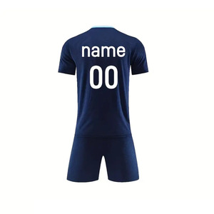 Conjunto de Camiseta de Fútbol Sublimada Azul Marino para Hombre, Manga Corta, Absorbe la Humedad, Corte Regular, Uniforme de Fútbol - Product Image 3