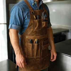 Delantal de Cuero Genuino Crazy Horse, Protección Contra Olores, Correas Ajustables, para Chef, Barbacoa, Barista, Soldadura, Taller, LPN-0201 - Product Image 3