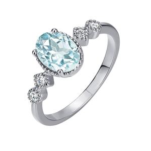 Anillo de Compromiso de Plata de Ley 925 con Piedra Preciosa Natural Topacio Azul, Hermoso Anillo Ovalado para Mujer, Joyería <span class=keywords><strong>Destiny</strong></span> <span class=keywords><strong>2022</strong></span> - Product Image 1