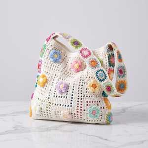 Bolso de Hombro Bohemio Hecho a Mano, Bolso de Mano de Verano para Playa, Tejido con Cuerda de Algodón a Rayas Coloridas, con Colgante de Concha para Mujer - Product Image 3