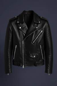 Chaqueta de Moto para Hombre, Estilo Urbano, de Cuero PU, Resistente al Viento, con Bordado Frontal, Cuello Camisero, Cierre de Cremallera, Corte Regular, para Invierno, Color Negro - Product Image 5