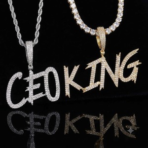 Pendentif Lettre King Luxira Jewels en Argent 925 Plaqué Or 18K avec Micro-Incrustation de Moissanite, Style Hiphop, Bijou pour Homme, Cadeau - Product Image 1