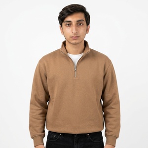 Custom Men Quarter <b>Zipper</b> <b>Sweatshirt</b> Soft Cotton Blend Oversized Fit Mock Neck Modern Streetwear Casual Pullover - Product Image 1