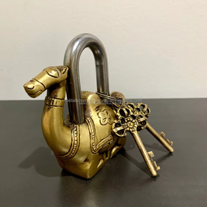 Handcrafted Polished Antique Brass Camel Shape Durable <b>Padlock</b> Traditional Decorative Lock for Home Door Decor and Gifting - Product Image 3