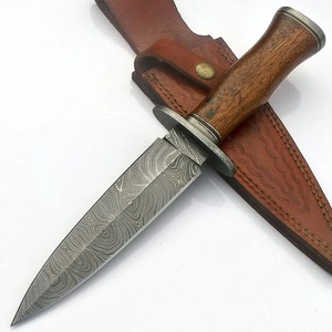 OEM Damascus Steel Fixed Blade Hunting <b>Knife</b> Wood Handle Spear Point Leather Sheath DIY <b>Crafted</b> Multi-functional Outdoor Camping - Product Image 2