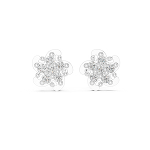 Boucles d'oreilles de fiançailles en or blanc 14 carats avec diamant rond cultivé en laboratoire pour femmes |   Nouveau diamant cultivé - Product Image 1