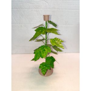 Handmade Iron Flower <b>Leaf</b> Taper Candle Holder Luxury Green Pink Candelabra Hotel Home Decorative Christmas Table Centerpiece - Product Image 2