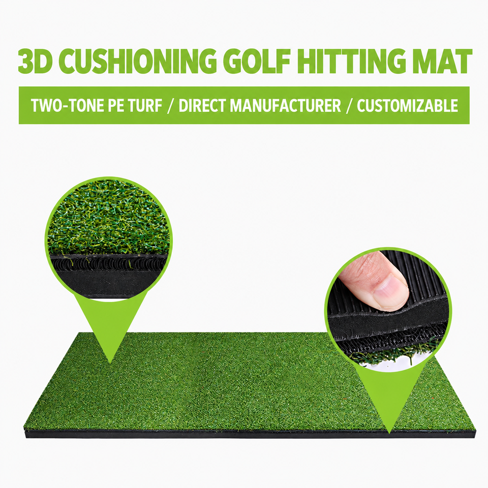 1.5m x 1.2m Golf Hitting Mat with 3D Cushioning and Two-Tone PE Turf ...