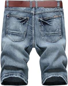 Pantalones Cortos de Mezclilla Tejida de Alta Calidad para Hombre, Corte Bota, Talle Medio, Holgados, Estilo Vintage, Oscuros, Transpirables, de Verano, Tipo Cargo - Product Image 4