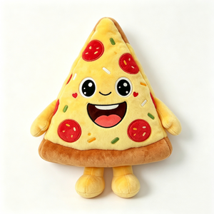 Peluche de pizza personalizado con pepperoni y queso, peluche de rebanada de pizza de dibujos animados, peluche de pizza con brazos y piernas, ingredientes de pizza bordados - Product Image 1