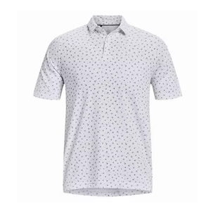 Polo à manches courtes pour homme, blanc, imprimé à pois, respirant, en tissu Oxford en coton, coupe classique, col boutonné - Product Image 3