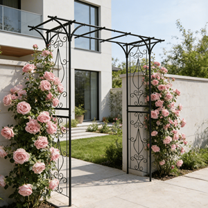 Arco da Giardino in Metallo Nero con Supporto per Piante Rampicanti L80.3 X L20.47 X H81.1, Traliccio e Cancello per Rose da Esterno - Product Image 3