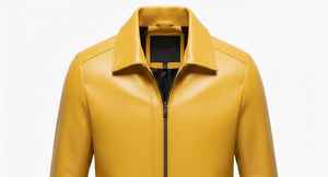 DENEZE SPORTS Men Custom OEM Men <b>Long</b> <b>Leather</b> Outerwear Canvas Collar Casual Street Style yellow colour <b>jacket</b> - Product Image 4