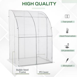 Serra da Esterno Eco-Friendly 1,5m x 1,2m x 2,1m con Tettoia e Copertura in PE Bianco, per Piante e Vivaio, con Finestra Avvolgibile - Product Image 4