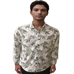 เสื้อลำลองผู้ชายคุณภาพพรีเมี่ยมแขนเต็มป้องกันการหดและต่อต้านริ้วรอยระบายอากาศได้ดีพอดีตัวปกติสีขาวสีดำ - Product Image 3