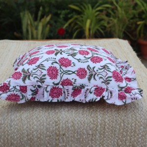 Handmade Bohemian Cotton Pillow Covers Luxury <b>Indian</b> Block Print Frill Cushion Cover Floral <b>Throw</b> Raffle Home Hospital - Product Image 5