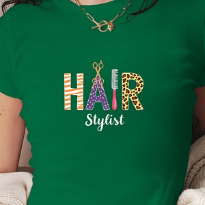 เสื้อยืดแฟชั่นสั้นสำหรับผู้หญิงออกแบบโดยนักออกแบบทรงผม - Product Image 2