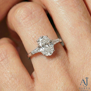 Anillo de Compromiso de Lujo con Diamante Cultivado en Laboratorio de Corte Ovalado, Chapado en Oro, con Engaste de Puntas, Joyería para Aniversario de Bodas - Product Image 5