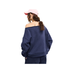 Sweat-shirt oversize pour femme, épaules tombantes, couleur unie, col rond, manches longues, 100% coton tricoté, respirant, style automne - Product Image 3
