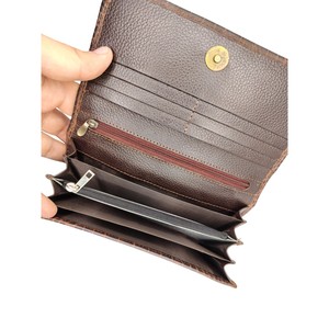 Portefeuille élégant en cuir véritable d'alligator grande capacité pour femme, pochette pratique à bouton-pression, porte-cartes, longue bourse tendance avec doublure en soie - Product Image 5