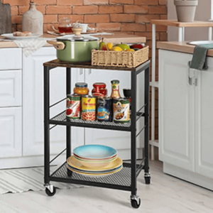 Dark Black 2-Tier Organizer <b>Cart</b> with Casters for <b>Kitchen</b> <b>Islands</b> & <b>Carts</b> - Product Image 2