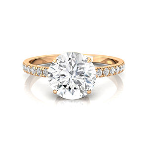 Anillo de Oro Sólido de 14k/18k con Diamante Cultivado en Laboratorio, Corte Redondo, Certificado por IGI, VVS, Anillo de Compromiso Personalizado para Mujer, Joyería Fina - Product Image 1