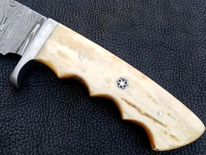 Industrial Handcrafted Fixed Blade Hunting Camping Skinner <b>Knife</b> Damascus Steel <b>Bone</b> <b>Handle</b> Full Tang Drop Point - Product Image 3
