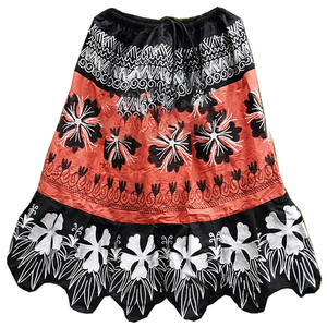 Jupe Hawaïenne Longue en Satin Brodé Floral de Haute Qualité pour Femme, Motif Insulaire, Dernière Collection Guam Micronésie, Ornée de Paillettes - Product Image 3