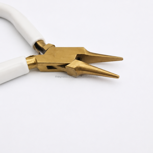 Custom Logo Stainless Steel 5 inch Gold Needle Nose Pliers | Smooth Jaw | ESD Safe High Quality Jewelry Making Tool DIY - Product Image 2