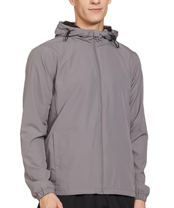 Wholesale OEM Custom Logo Brand <b>Running</b> Outwear Fashion Sportswear Men's <b>Lightweight</b> Windbreaker Hooded <b>Jacket</b> 100% Polyester - Product Image 1