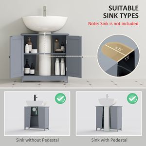 Mobile Bagno Moderno con Lavabo a Colonna, Armadietto Grigio con Ante, Specchio Smart e Funzione Impermeabile per Hotel, Top in Marmo - Product Image 4