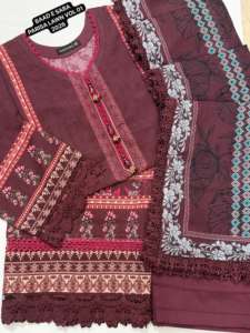 BAAD E <span class=keywords><strong>SABA</strong></span> PARISA PARISA LAWN VOL-01, Camicia in lawn stampata digitalmente con pizzi e decorazioni, 3 pezzi cuciti, Collezione 2026 - Product Image 4