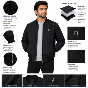 Custom Men's Bomber <b>Jacket</b> Wholesale Custom Lightweight Zip Up Windproof Outerwear OEM ODM Private Label Men's <b>Jackets</b> Supplier - Product Image 5