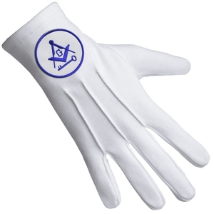 Luxury International Masons Cotton Gloves <b>Square</b> and Compass G with <b>Key</b> - Product Image 2