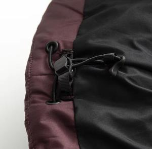 Men's <b>Burgundy</b> Puffer Jacket Stand Collar Zipper Front <b>Belted</b> Casual Winter Outerwear Thick Polyester Wadding Regular Sleeve - Product Image 6