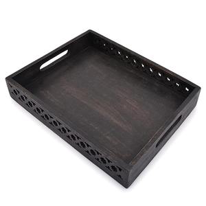Bandeja de Servir Rústica Hecha a Mano, Rectangular, de Madera de Mango, para Té, Café, Cena o Aperitivos, para Usar en la Cocina o como Decoración del Hogar - Product Image 6