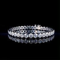 Bracelet tennis hexagonal en moissanite en argent sterling 925, bijoux fins éblouissants pour femmes, cadeau pour mariage ou fête