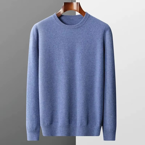 100% wool <b>men</b> sweater O-neck knitted long-sleeved <b>men's</b> <b>pullover</b> basic solid color casual fashion <b>men</b> top - Product Image 1