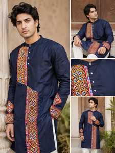 <b>Women</b> Cotton Printed Sherwani Tunic <b>Kurta</b> Ethnic Top Long Sleeve Cultural Wear Indian - Product Image 2