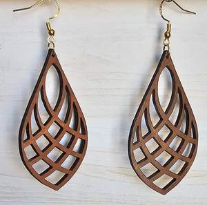 Pendientes Colgantes de Madera y Plata Hechos a Mano, Nuevo Diseño con Patrón de Gota de Agua, Accesorio de Moda Vintage y Elegante para Bodas y Fiestas - Product Image 1